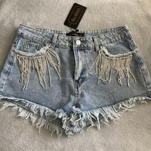 CRYSTAL FRINGE SHORTS